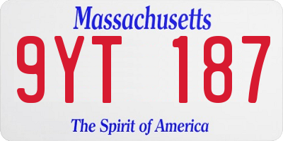 MA license plate 9YT187