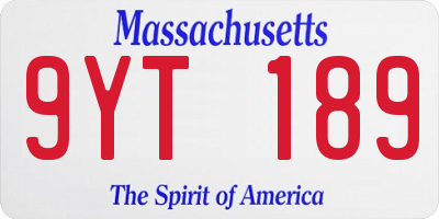 MA license plate 9YT189