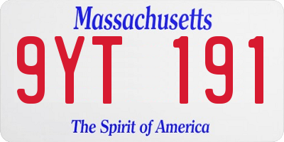 MA license plate 9YT191