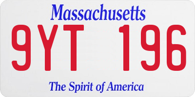 MA license plate 9YT196