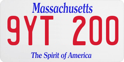 MA license plate 9YT200