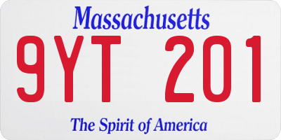 MA license plate 9YT201