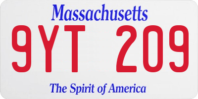 MA license plate 9YT209