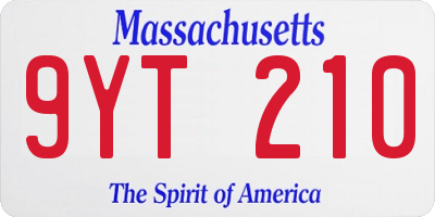 MA license plate 9YT210