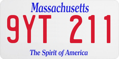 MA license plate 9YT211
