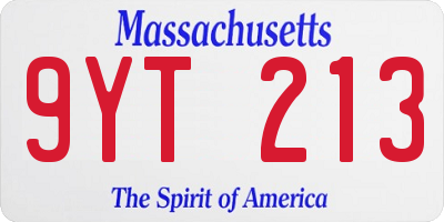 MA license plate 9YT213