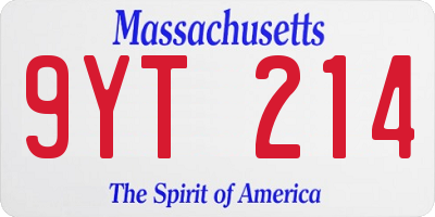 MA license plate 9YT214