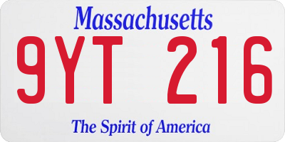MA license plate 9YT216