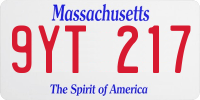 MA license plate 9YT217