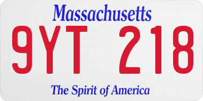 MA license plate 9YT218
