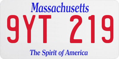 MA license plate 9YT219