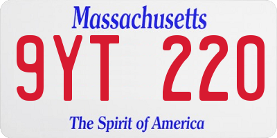 MA license plate 9YT220