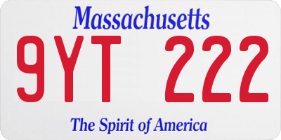 MA license plate 9YT222