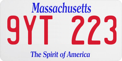 MA license plate 9YT223