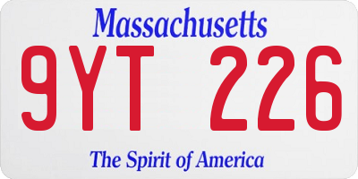 MA license plate 9YT226