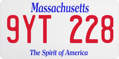 MA license plate 9YT228