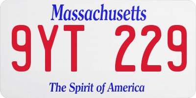 MA license plate 9YT229