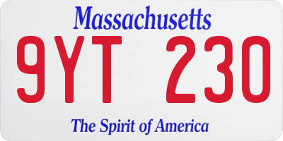 MA license plate 9YT230