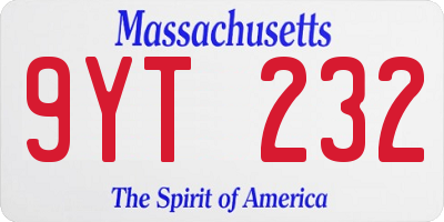 MA license plate 9YT232