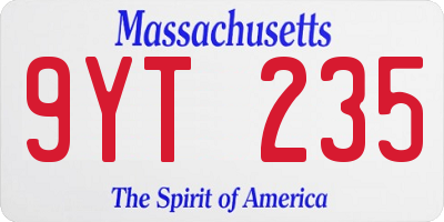 MA license plate 9YT235