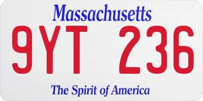 MA license plate 9YT236