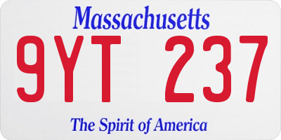 MA license plate 9YT237