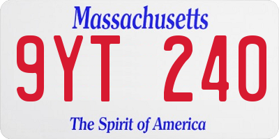 MA license plate 9YT240