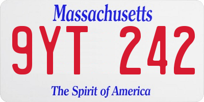 MA license plate 9YT242