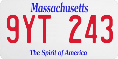 MA license plate 9YT243