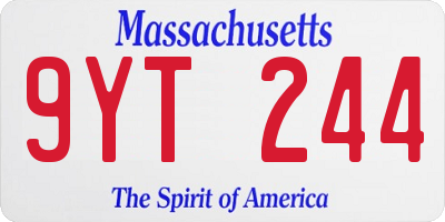 MA license plate 9YT244