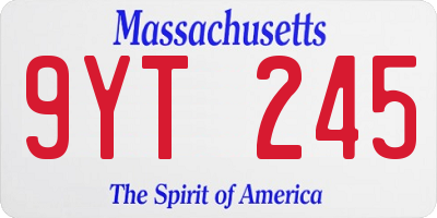 MA license plate 9YT245
