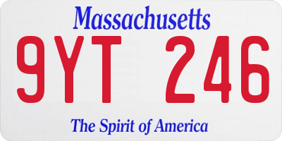 MA license plate 9YT246