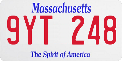 MA license plate 9YT248