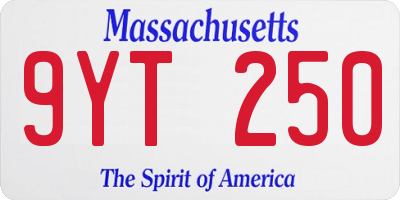 MA license plate 9YT250