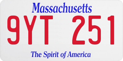 MA license plate 9YT251