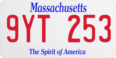 MA license plate 9YT253