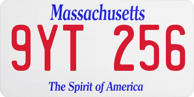 MA license plate 9YT256