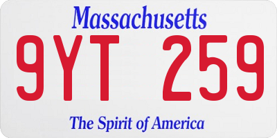 MA license plate 9YT259