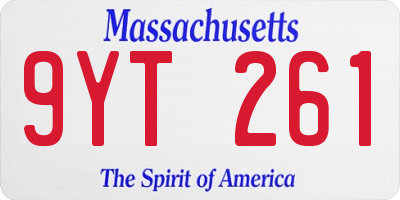 MA license plate 9YT261