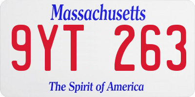 MA license plate 9YT263