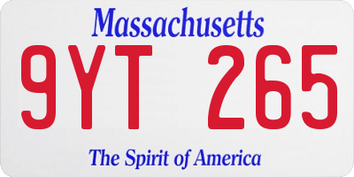 MA license plate 9YT265