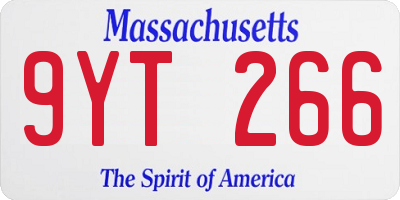 MA license plate 9YT266