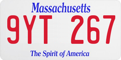 MA license plate 9YT267