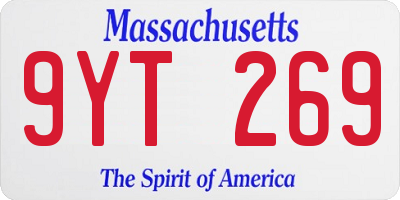 MA license plate 9YT269