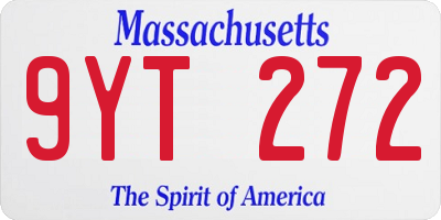 MA license plate 9YT272