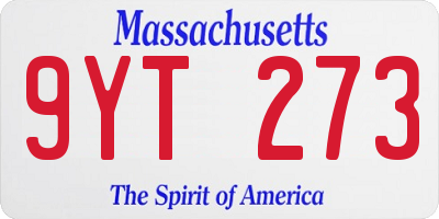 MA license plate 9YT273