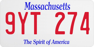 MA license plate 9YT274