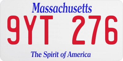 MA license plate 9YT276