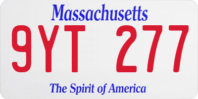 MA license plate 9YT277