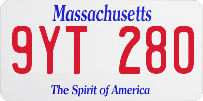 MA license plate 9YT280